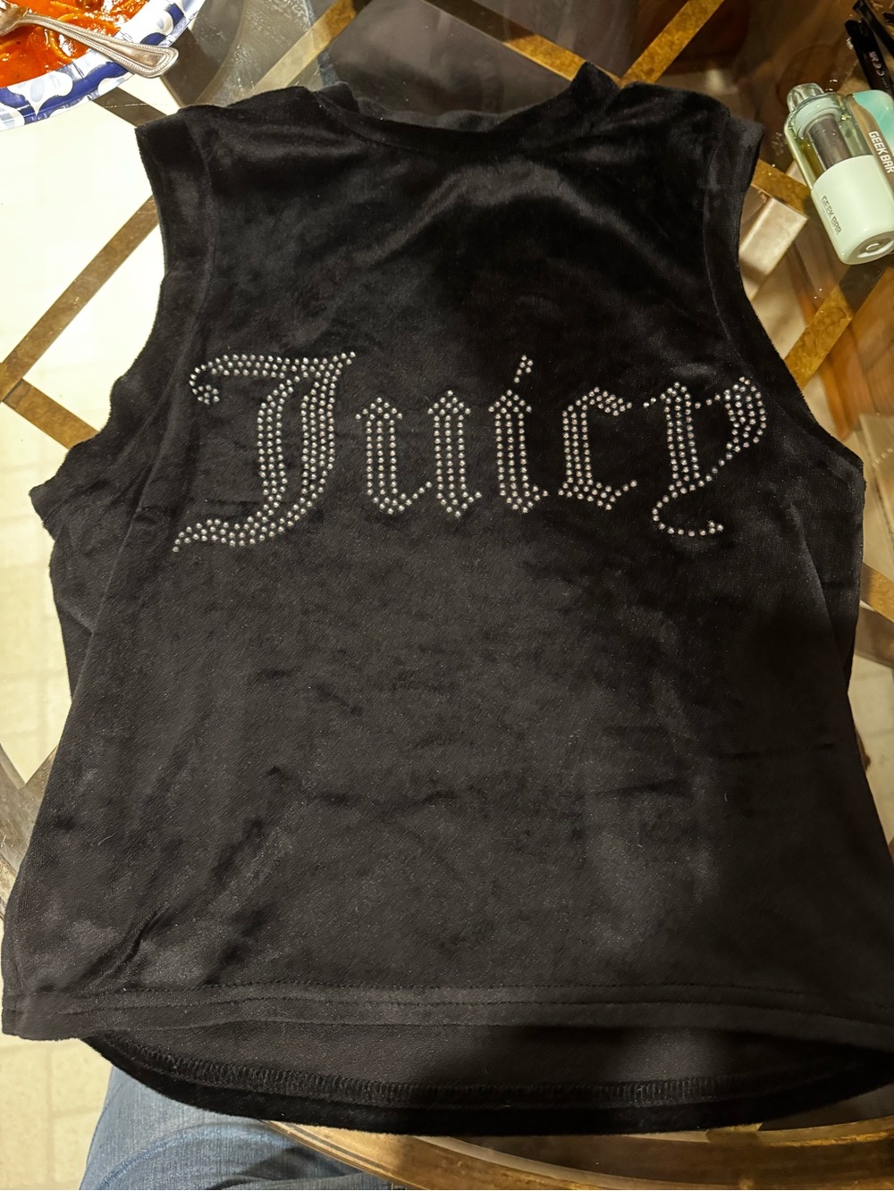 Juicy Couture Black Velour Sleepwear Top with Pink Label